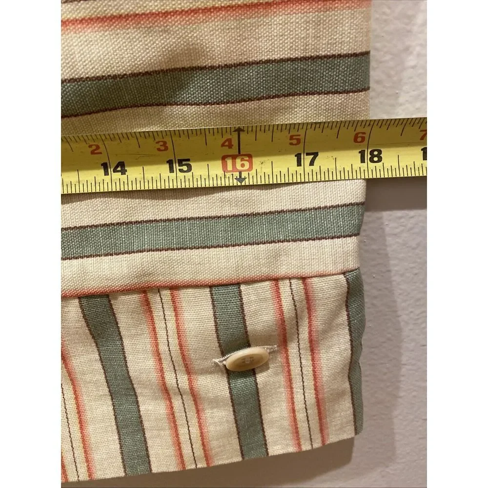 Waverly Luxury Collection Pillow Sham Cotton Tan Green Melon‎ Stripe Standard